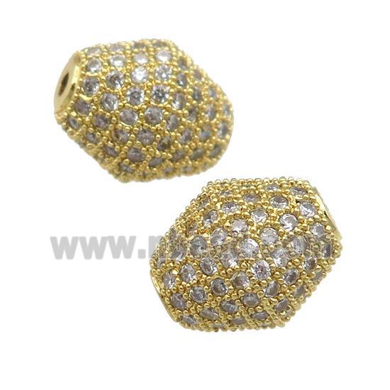 copper bicone Beads paved zircon, gold plated