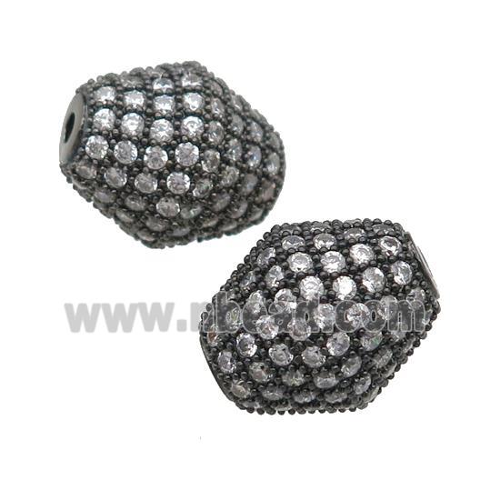copper bicone Beads paved zircon, black plated