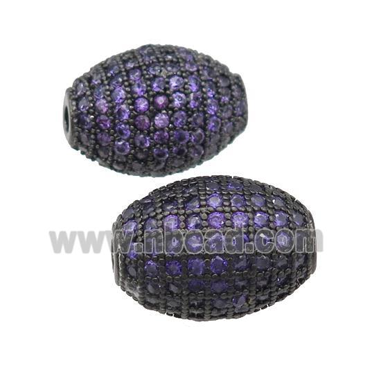 copper barrel Beads paved purple zircon, black plated