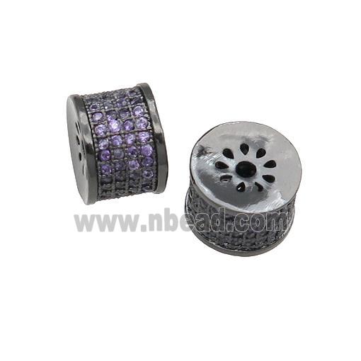 copper tube beads paved purple zircon, black plated