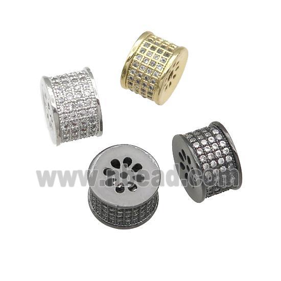 copper tube spacer beads paved zircon, mixed