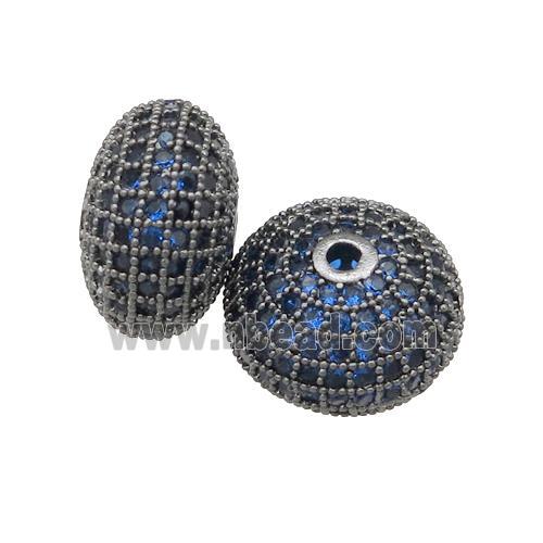 copper rondelle beads pave blue zircon, black plated