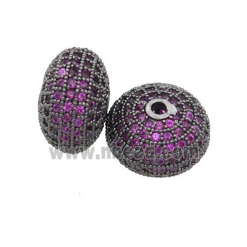 copper rondelle beads pave hotpink zircon, black plated
