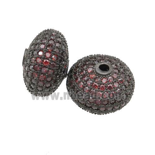 copper rondelle beads pave red zircon, black plated