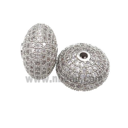 copper rondelle beads pave zircon, platinum plated