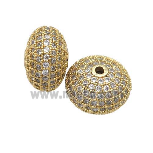 copper rondelle beads pave zircon, gold plated