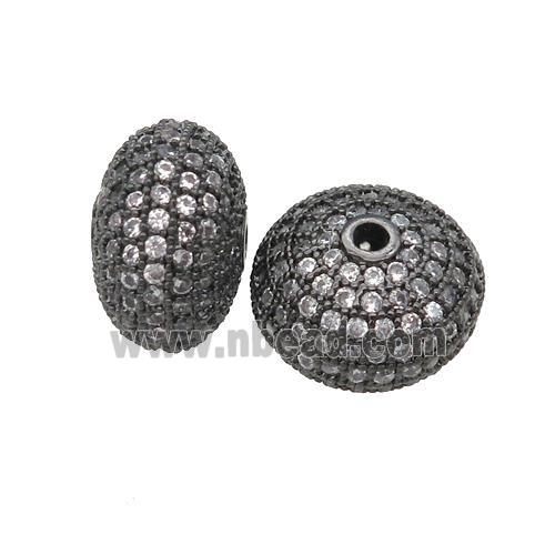 copper rondelle beads pave zircon, black plated