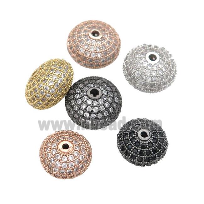 copper spacer beads pave zircon, rondelle, mixed