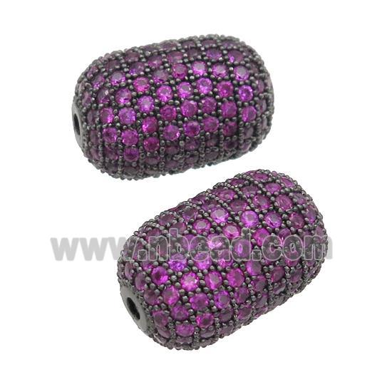 copper barrel Beads pave hotpink zircon, black plated