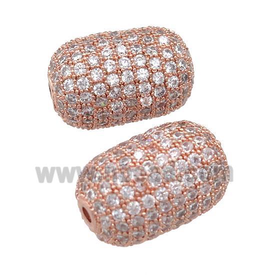 copper barrel Beads pave zircon, rose gold
