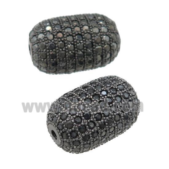 copper barrel Beads pave zircon, black plated