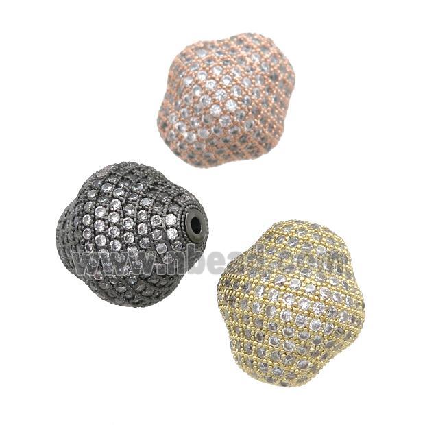 copper bicone spacer Beads pave zircon, mixed