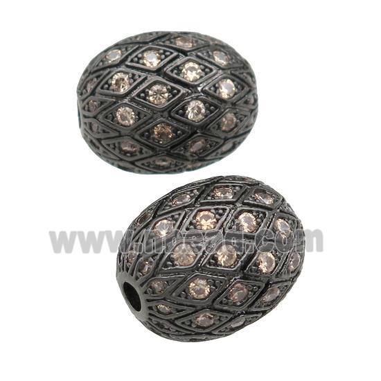copper barrel Beads paved champagne zircon, black plated
