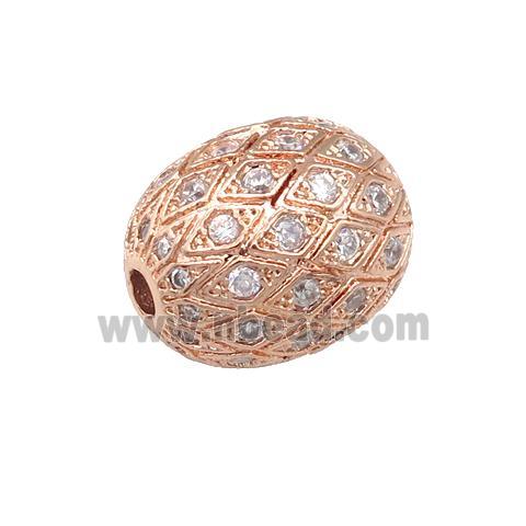 copper barrel Beads paved zircon, rose gold