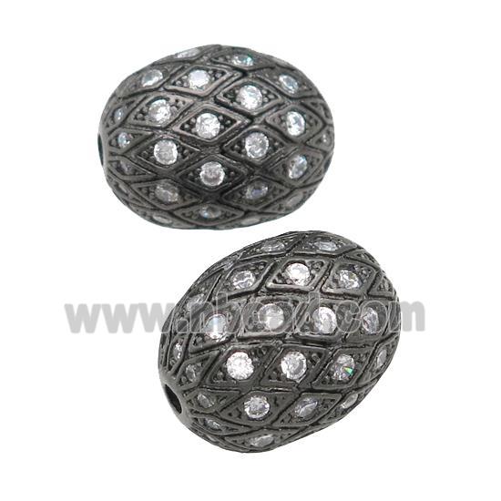 copper barrel Beads paved zircon, black plated