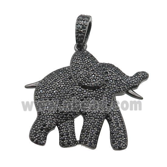 copper Elephant charm pendant pave zircon, black plated