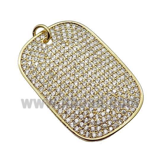 copper Rectangle pendant pave zircon, gold plated