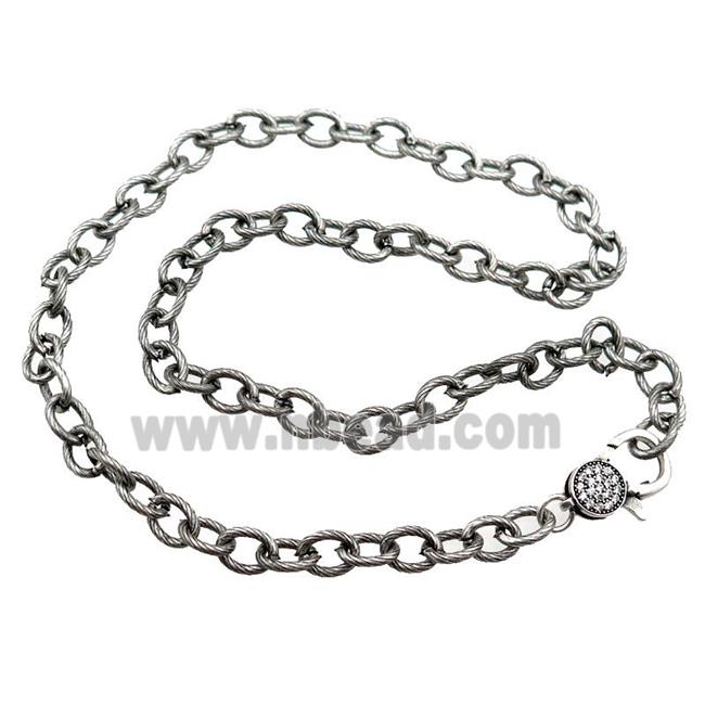 iron necklace chain, antique silver