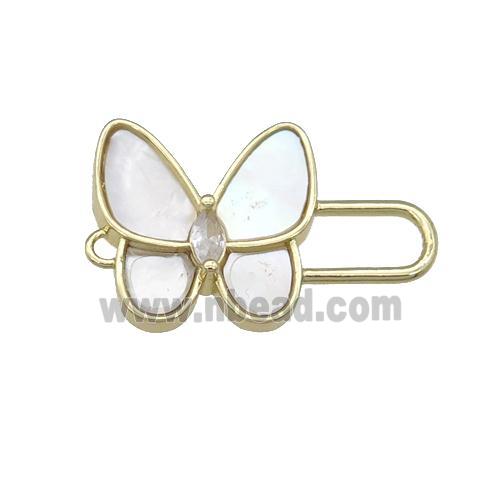 copper Butterfly connector pave shell, gold plated