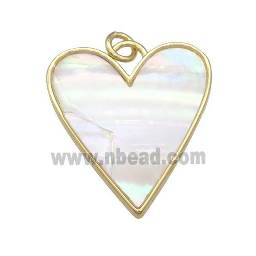 copper Heart pendant paved shell, gold plated