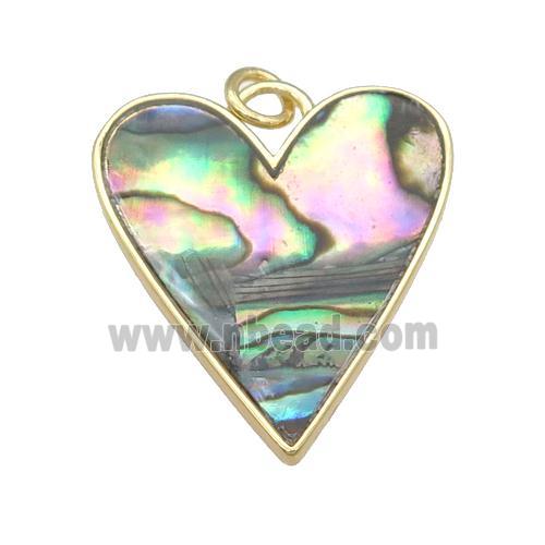 copper Heart pendant paved AbaloneShell, gold plated