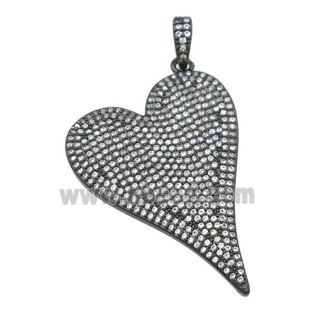 copper Heart pendant paved zircon, black plated