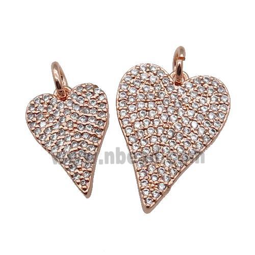 copper Heart pendant pave zircon, rose gold