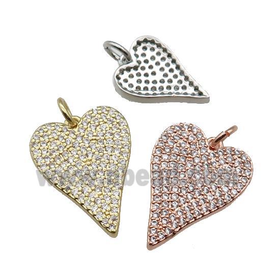 copper Heart pendant pave zircon, mixed