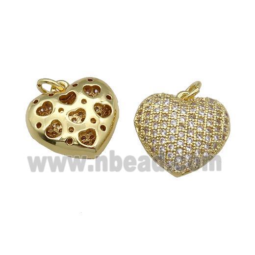 copper Heart pendant pave zircon, gold plated