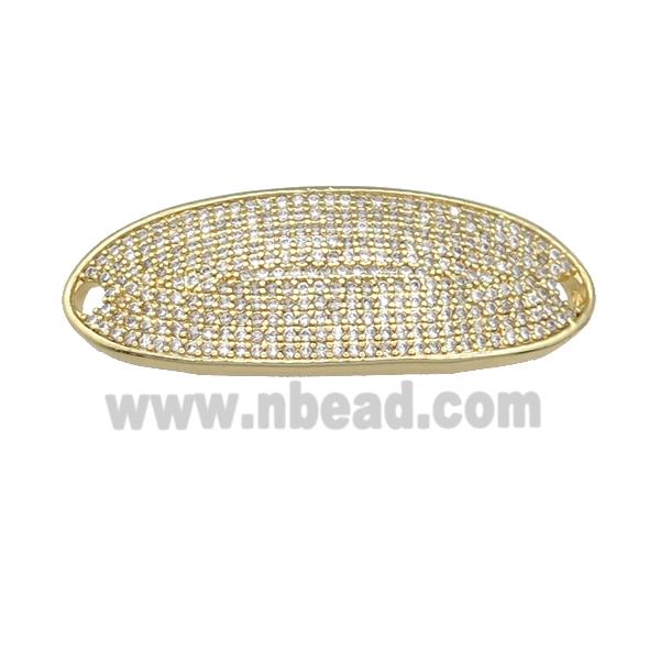 copper oval connector pave zircon, gold plated