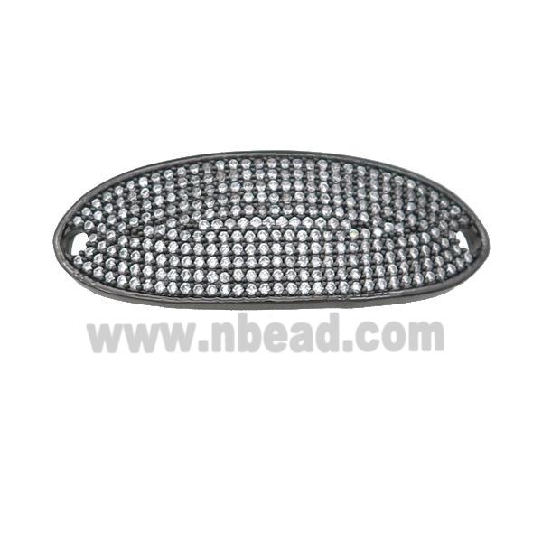 copper oval connector pave zircon, black plated