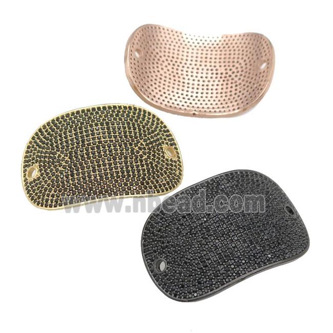 copper oval connector pave black zircon, mixed