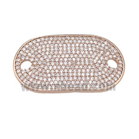 copper oval connector pave zircon, rose gold