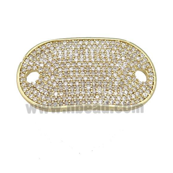 copper oval connector pave zircon, gold plated