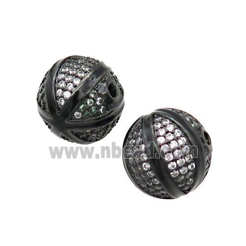 round copper Beads paved zircon, black plated