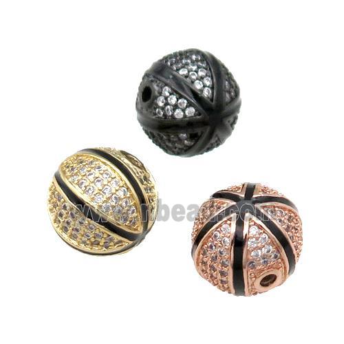 round copper Beads paved zircon, mixed