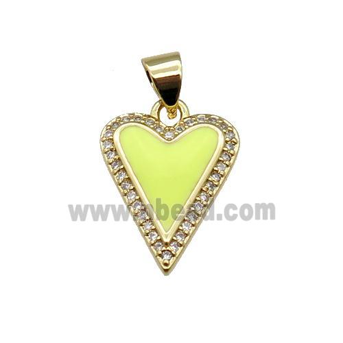 copper Heart pendant pave zircon with yellow enamel, gold plated