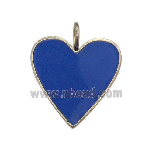 copper Heart pendant with lapisblue enamel, gold plated