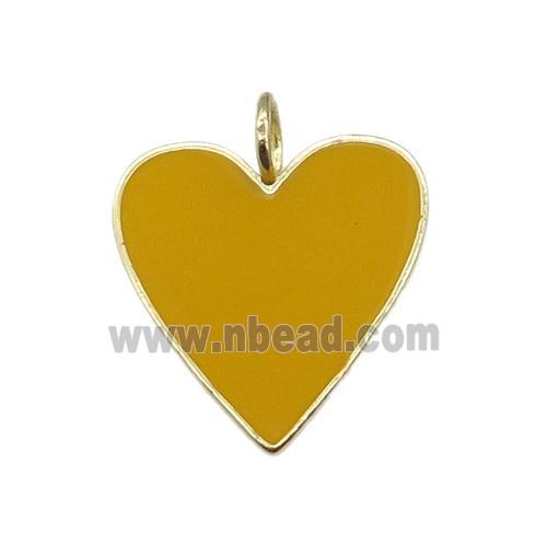 copper Heart pendant with brown enamel, gold plated