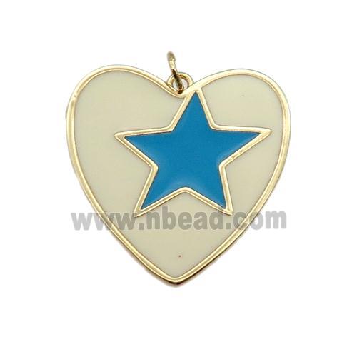 Copper Heart Pendant Yellow Enamel Star Gold Plated