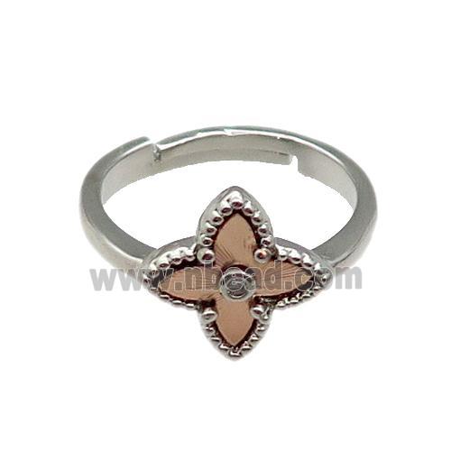 copper Star Ring, adjustable, platinum plated