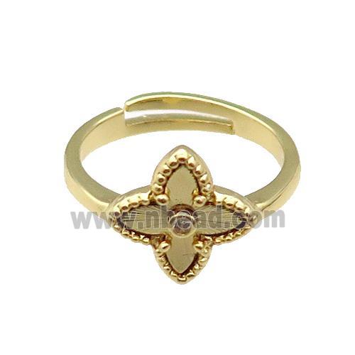 copper Star Ring, adjustable, gold plated