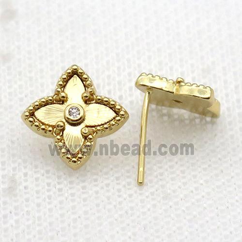 copper Stud Earring, star, gold plated
