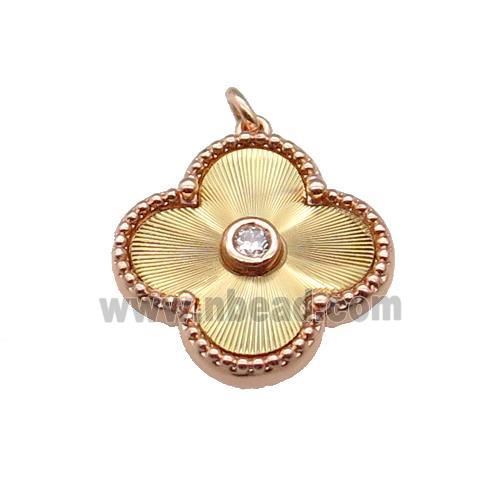copper Clover pendant, gold plated