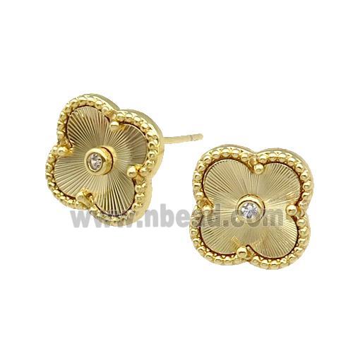 copper Clover Stud Earring, gold plated