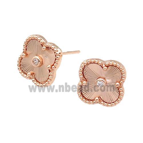 copper Clover Stud Earring, rose gold