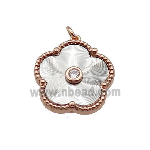copper Flower pendant, platinum plated