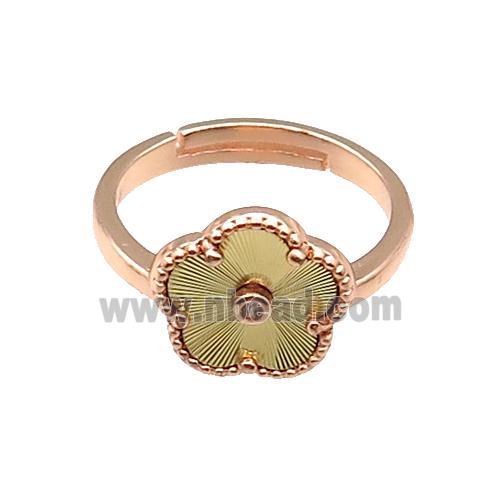 copper Flower Ring, adjustable, rose gold
