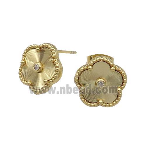 copper Flower Stud Earring, gold plated