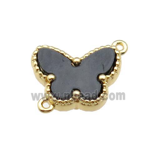 copper Butterfly connector pave black shell, gold plated